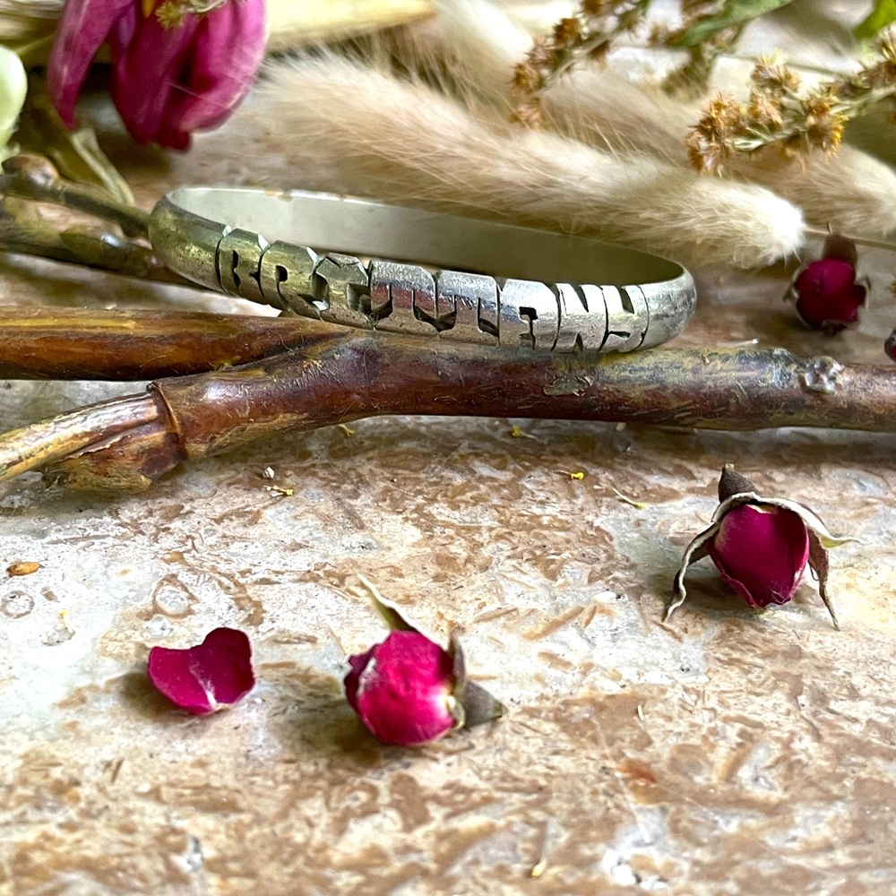 Brittany name silver bangle bracelet